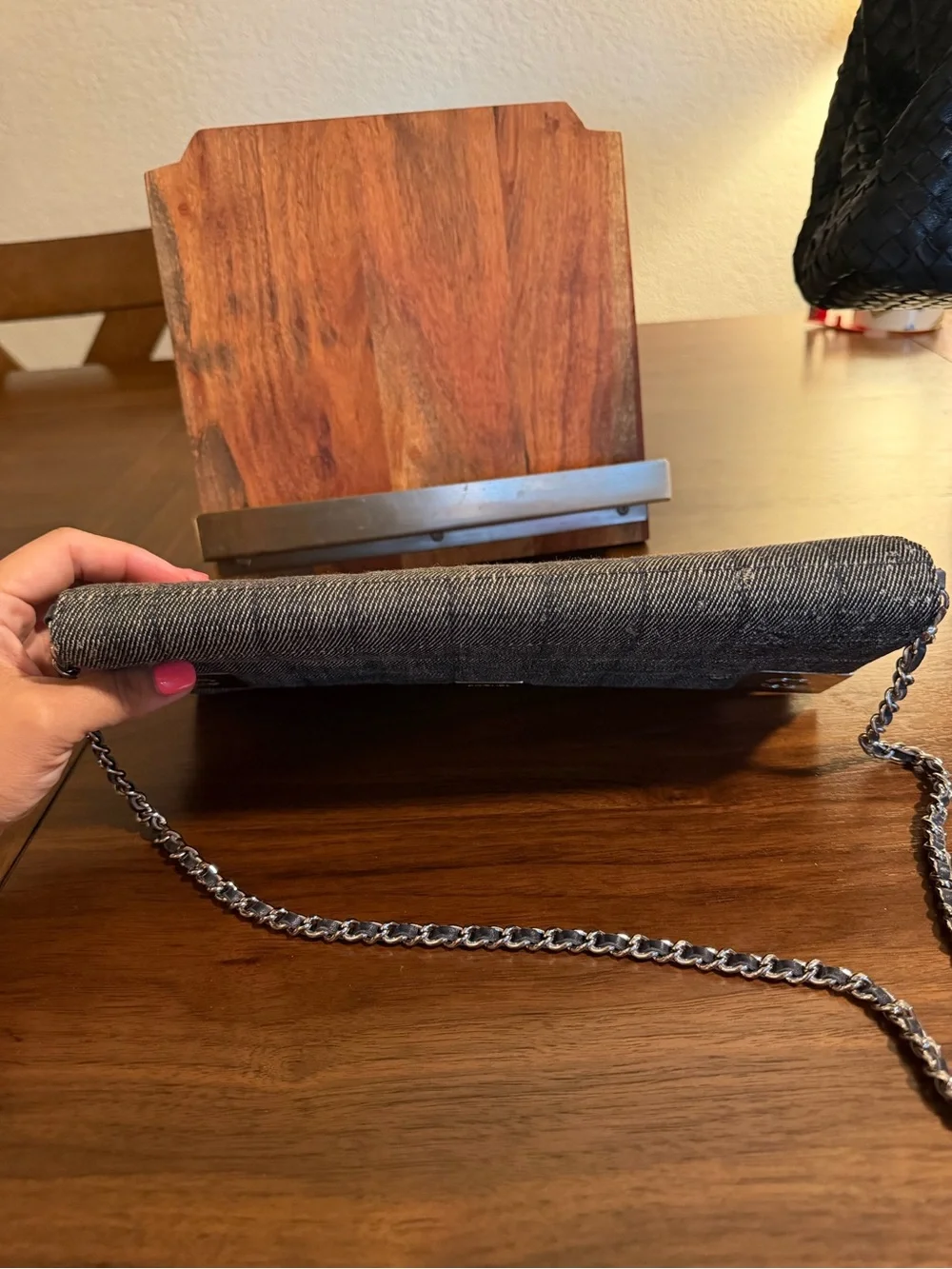 🖤 CHANEL Denim East West Chocolate Bar Handbag